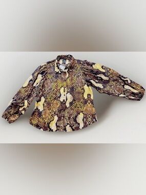 Worthington Snake Print Blouse in Brown and Yellow